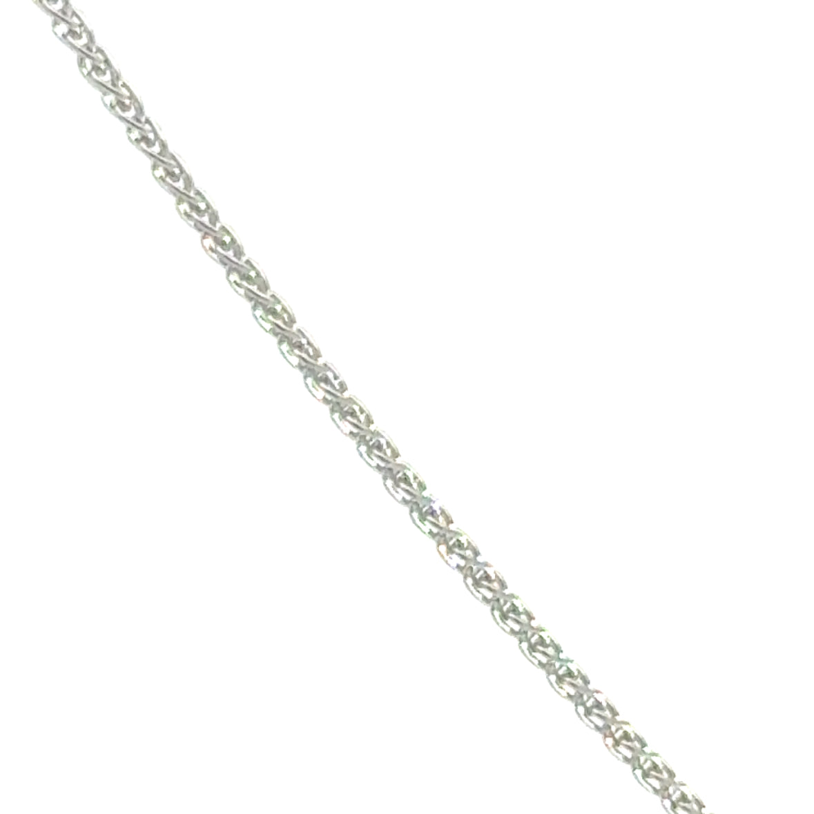 14 karaat wit gouden ketting met Vossenstaart schakels. De ketting is 45 cm lang en 1 mm dik.