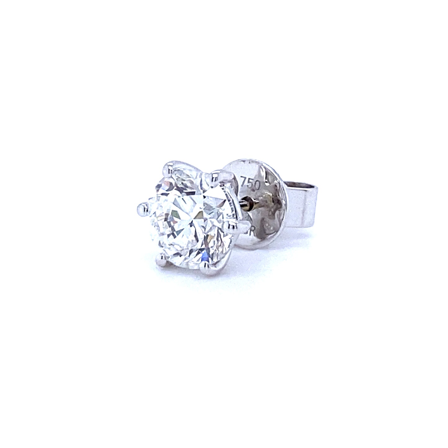 18 karaats wit gouden enkele mannen solitaire oorknop van 1.6 gram. Bezet met een GIA gecertificeerde briljant geslepen diamant van 1.00 crt Kleur: G Kwaliteit: SI1 Zetting: Ø: 8 mm Model: O 4073