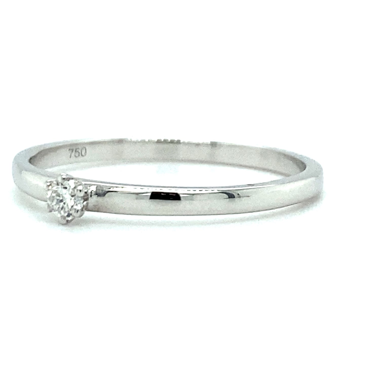 18 karaat witgouden solitair ring met 1 briljant geslepen diamant van 0.05 crt kleur top wesselton kwaliteit si model r9468 €400  Alt-tekst bewerken