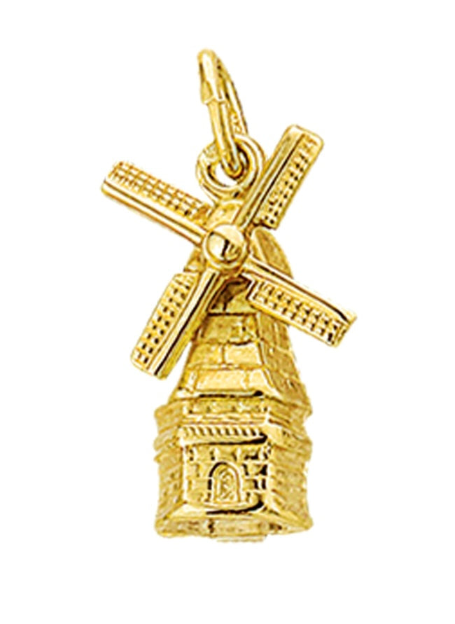 14 karaat geel gouden hanger Hollandse Molen 11 x 16 mm groot en 1.4 gram
