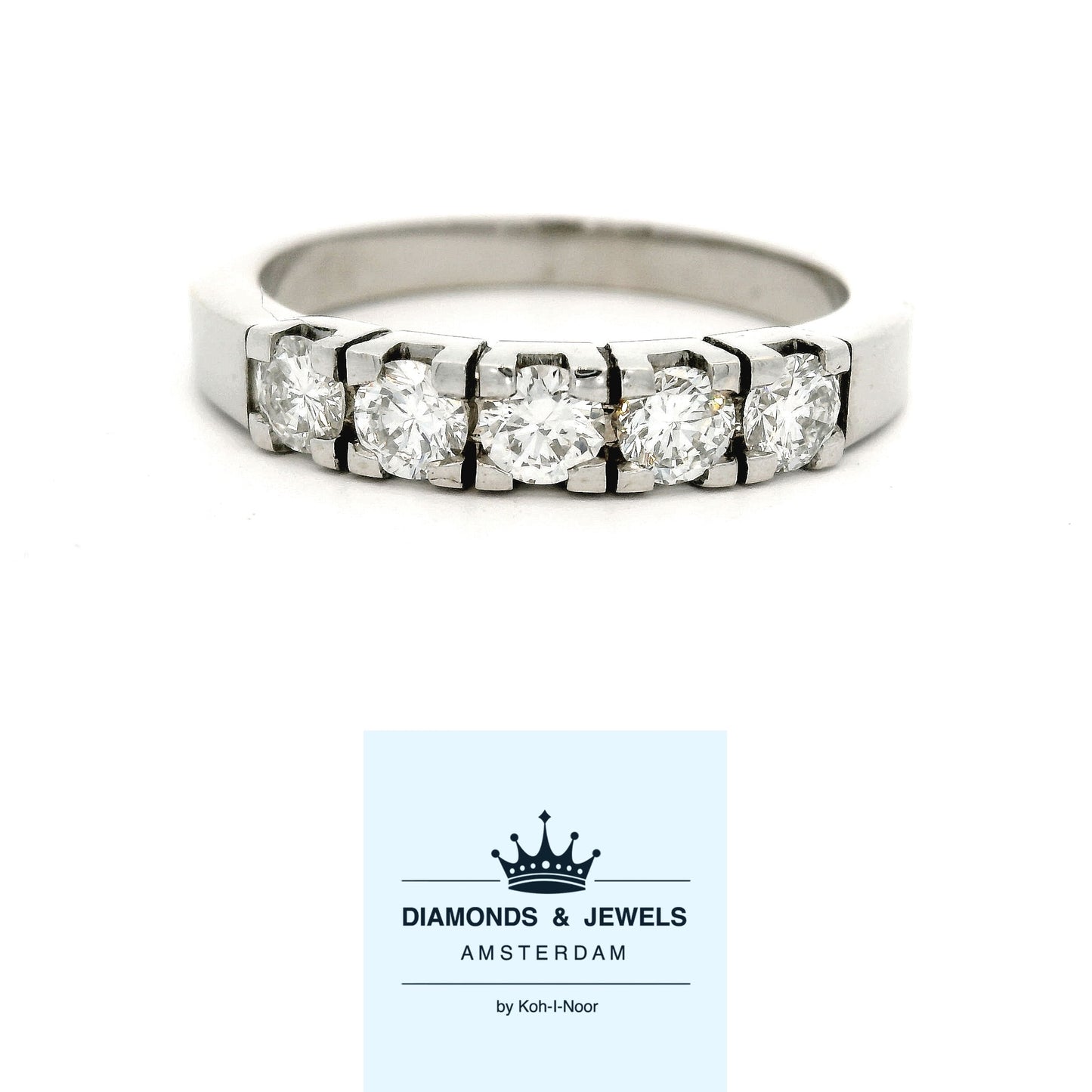 14 karaat witgouden rijring met diamanten 3 mm breed R 10574