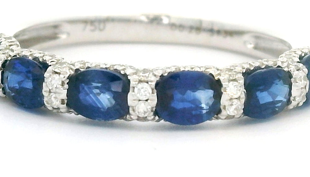 
                      
                        Wit gouden fantasie rij ring Oval Blue R 10665
                      
                    