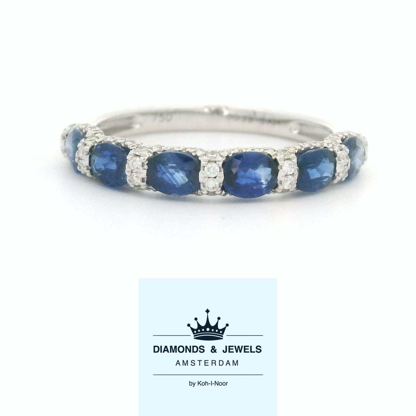 White gold fantasy row ring Grande Blue R 10276
