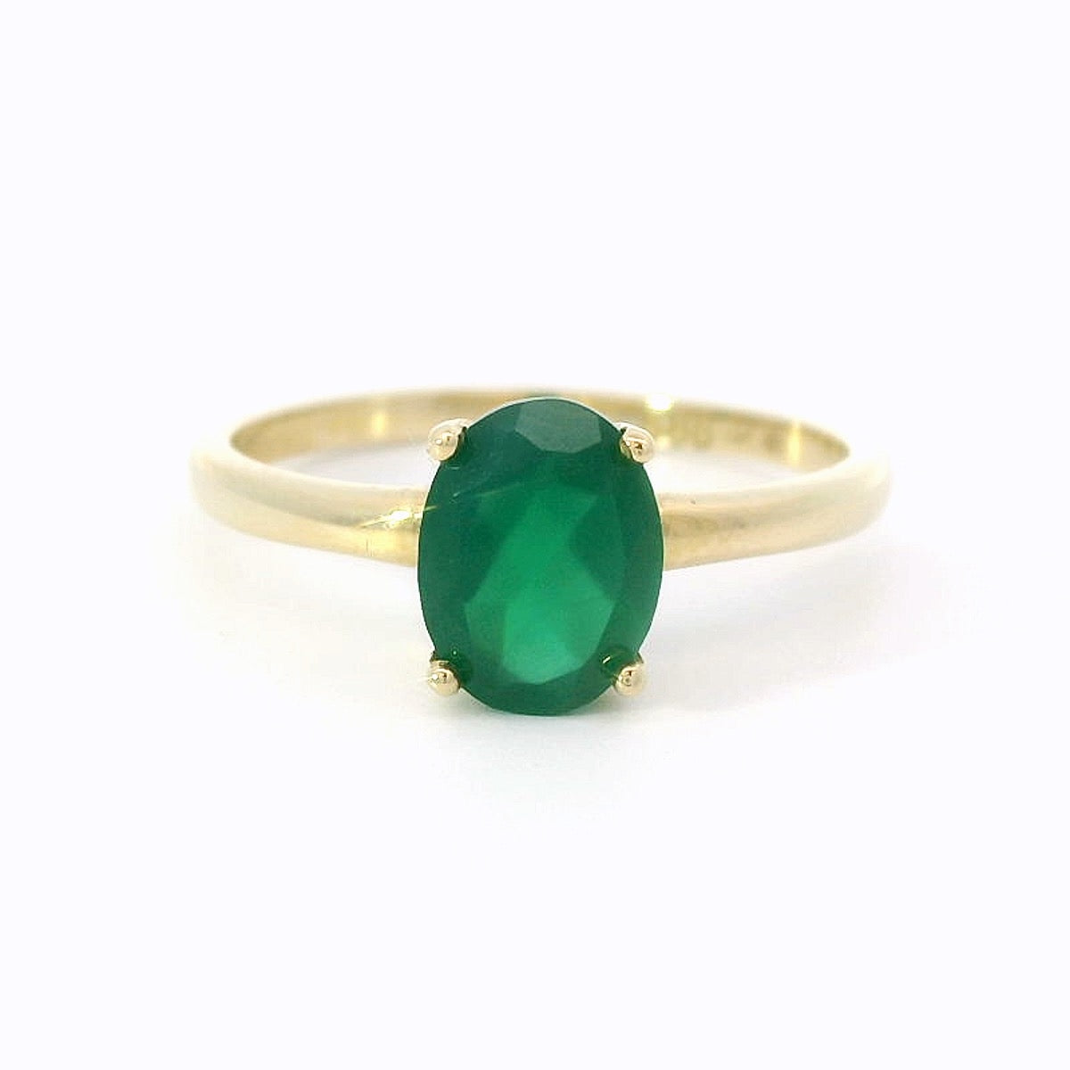 Geel gouden solitair ring Green R 10764