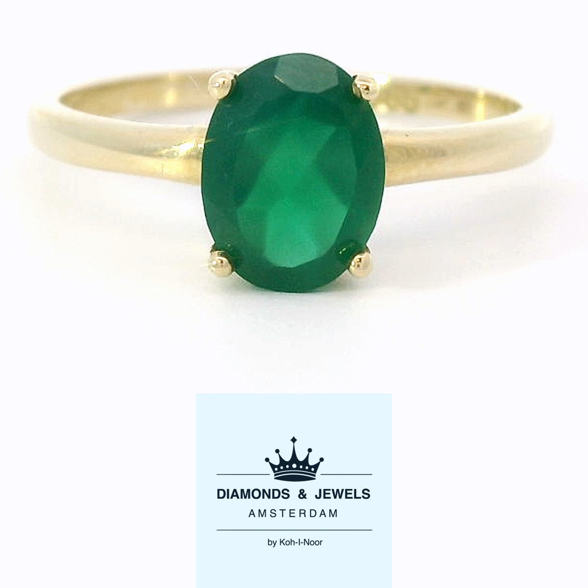 Geel gouden solitair ring Green R 10764