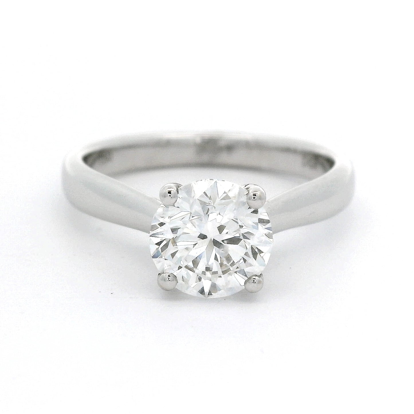 18 karaat wit gouden solitair ring met briljant geslepen diamant van 1.59crt 