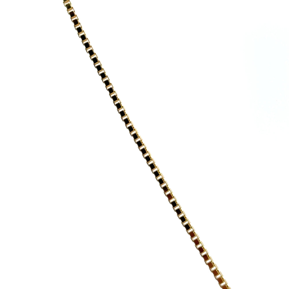14 karaat geel gouden ketting met vierkante venetiaanse schakel. Lengte: 50 cm Dikte: 1.3 mm