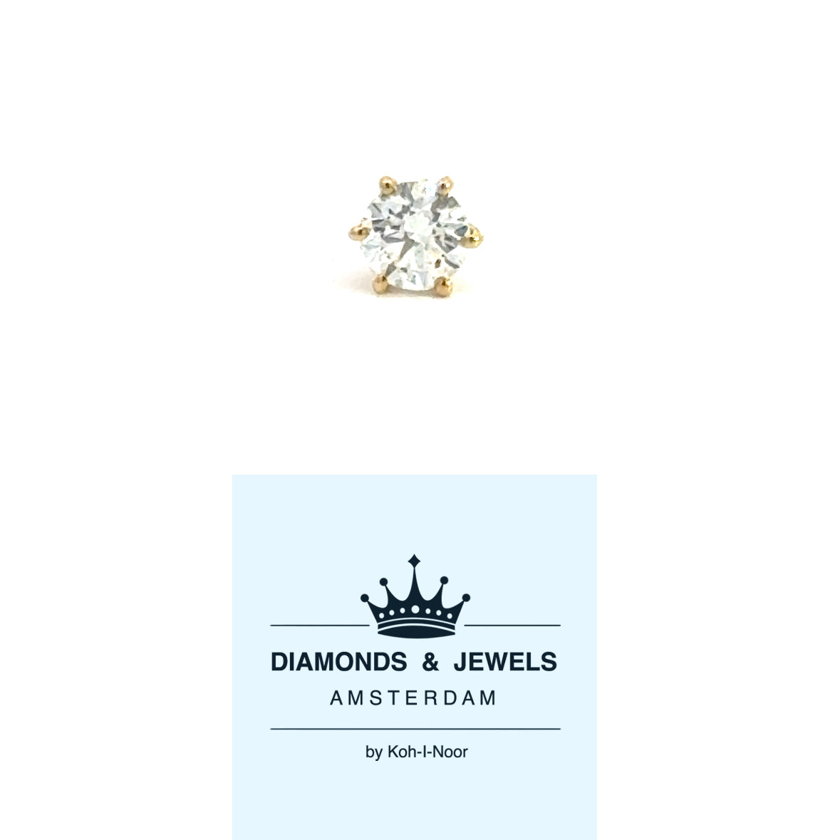 18 karaat geel gouden enkele Solitaire oorknop. Bezet met 1 briljant geslepen diamant van 0.30 crt Kleur: G Kwaliteit: SI1 Ø: 5.3mm