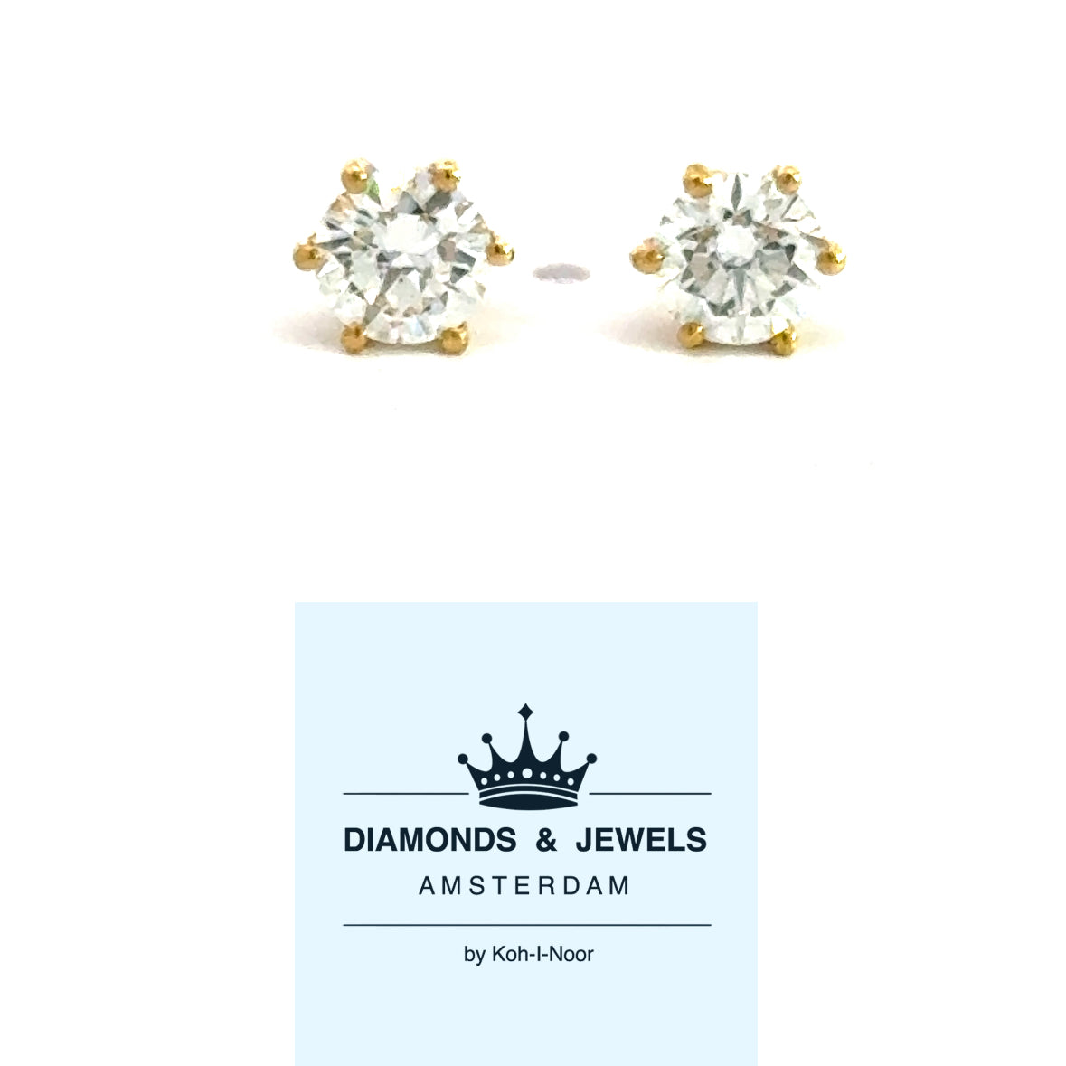 18 karaat geel gouden oorknoppen van 1.58 gram. Bezet met 2 briljant geslepen diamanten met een totaalgewicht van 0.80 crt Kleur: F Kwaliteit: SI1 Zetting: Ø 5.9mm
