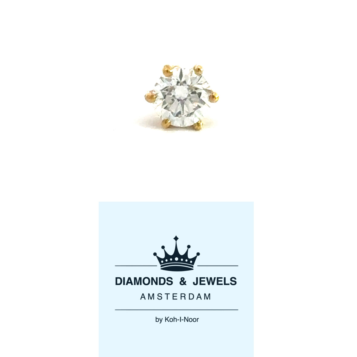 Yellow gold single solitaire earring Men Nina O 4060-1