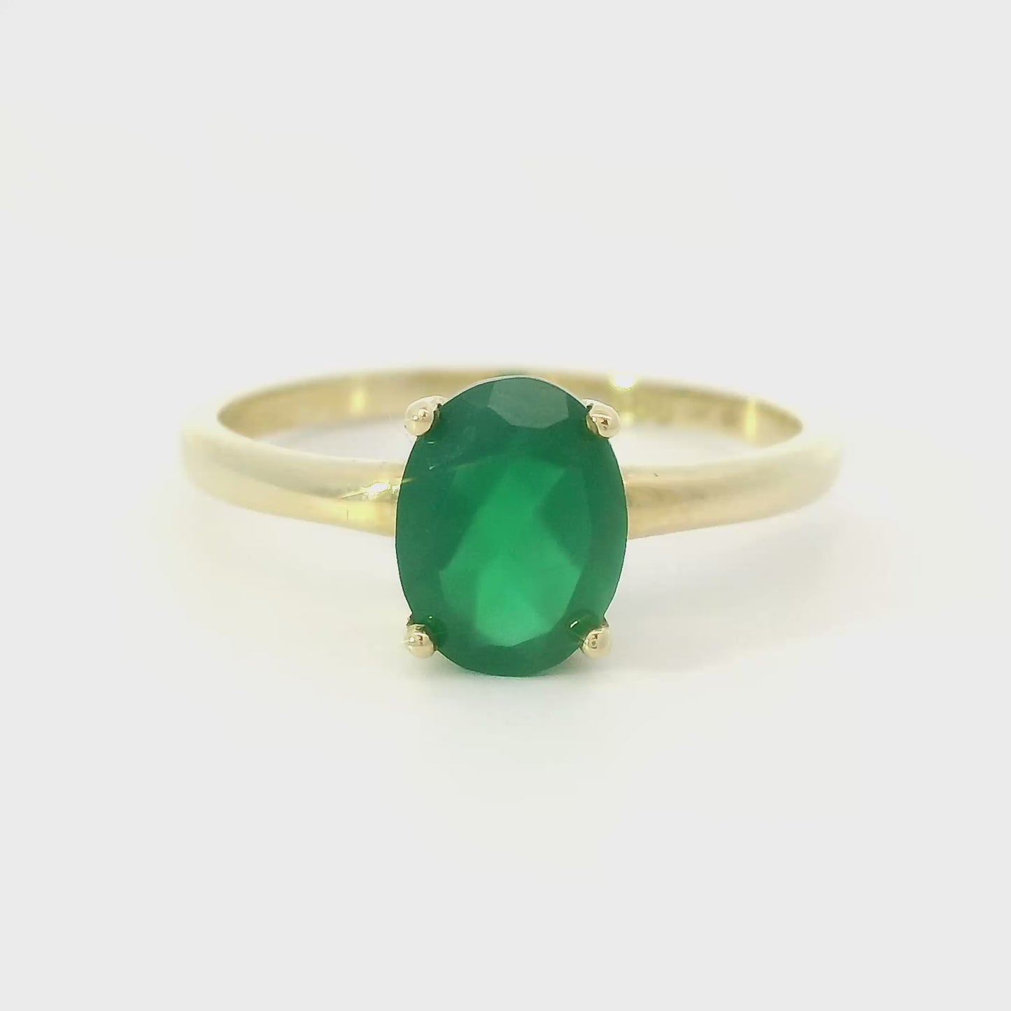 Geel gouden solitair ring Green R 10764
