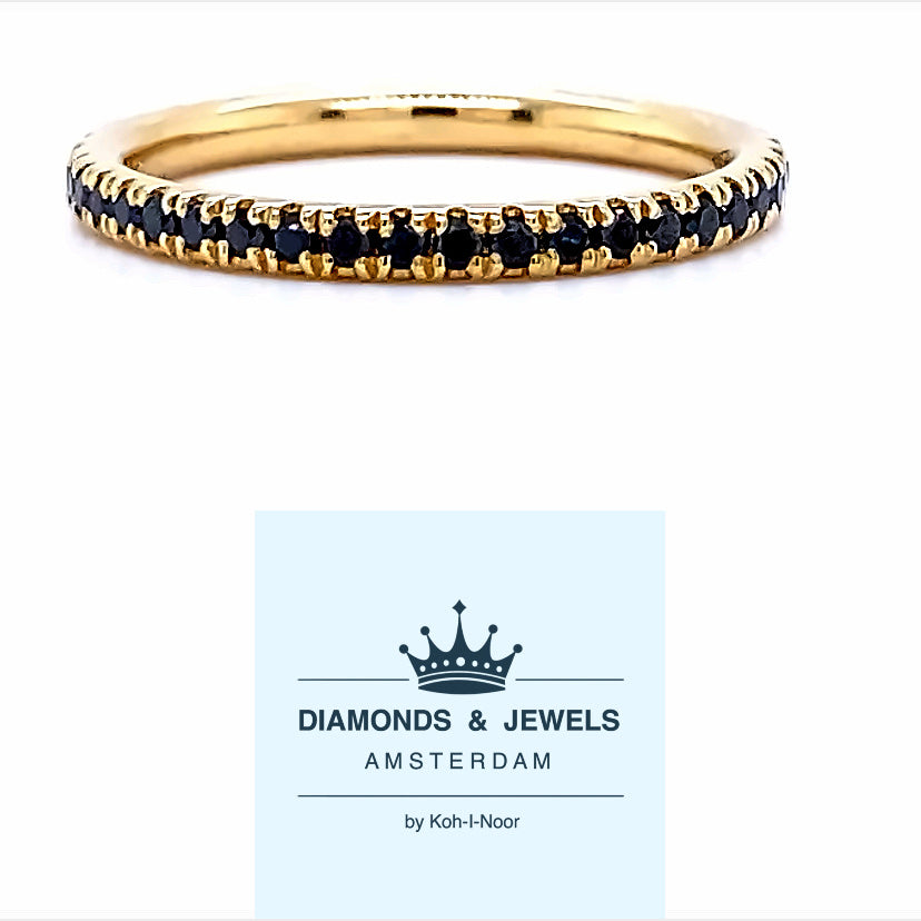 
                      
                        geel gouden eternity ring met zwarte briljant geslepen diamantjes
                      
                    