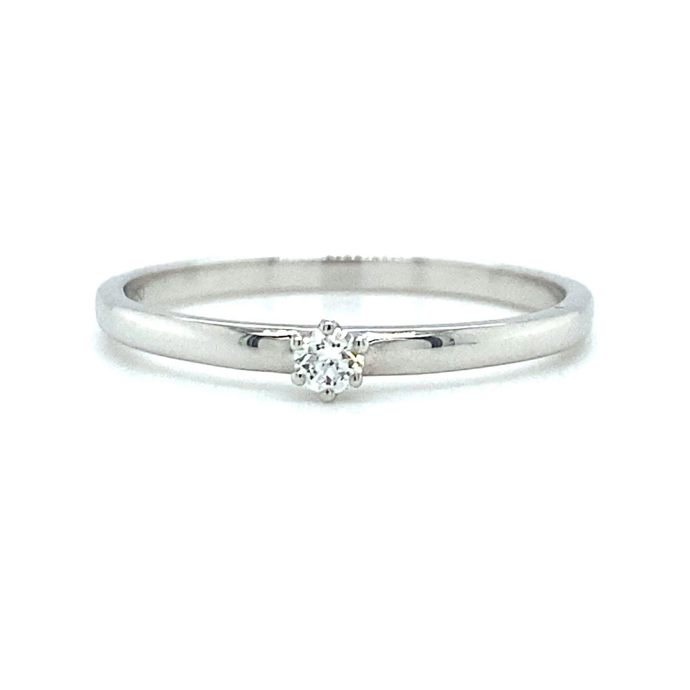 
                      
                        Load and play video in Gallery viewer, 18 karaat witgouden solitair ring met 1 briljant geslepen diamant van 0.05 crt kleur top wesselton kwaliteit si model r9468 €400  Alt-tekst bewerken
                      
                    