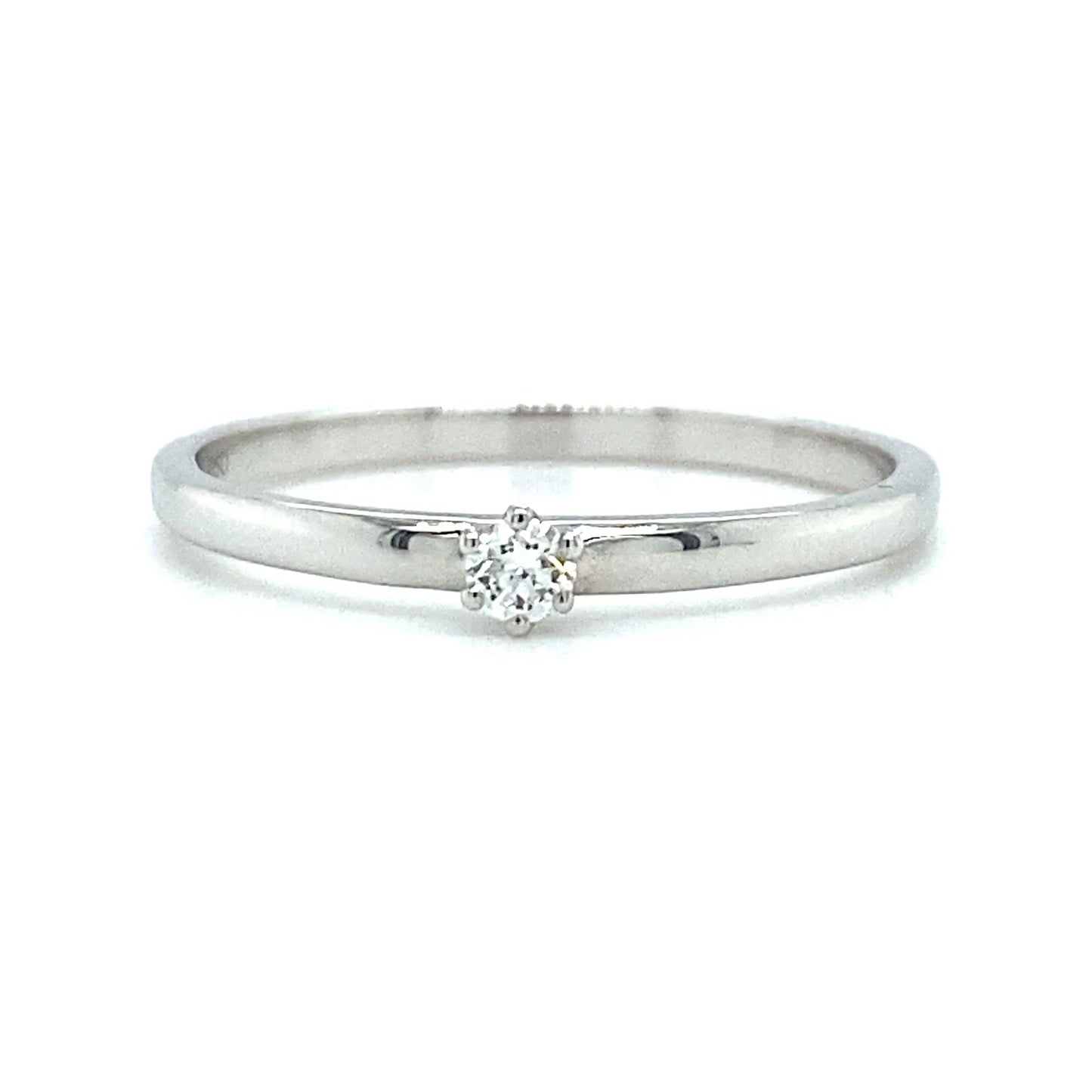 18 karaat witgouden solitair ring met 1 briljant geslepen diamant van 0.05 crt kleur top wesselton kwaliteit si model r9468 €400  Alt-tekst bewerken