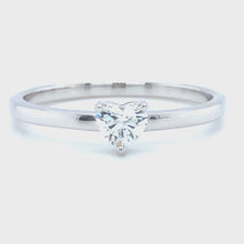 Load and play video in Gallery viewer, White gold solitaire ring Heart Cut Diamond R 10022
