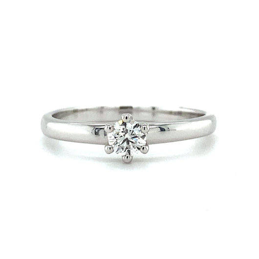 18 karaat witgouden solitair ring met 1 briljant geslepen diamant van 0.25 crt kleur top wesselton kwaliteit si model r9472 €1430 