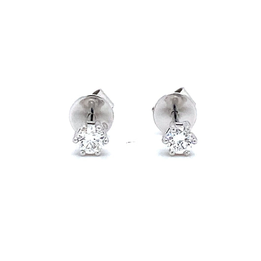 witgouden zespoot solitair oorknoppen bezet met 2 briljant geslepen diamanten met een totaalgewicht van 0.31crt kleur top wesselton kwaliteit p1 3.3mm model o3742 €600