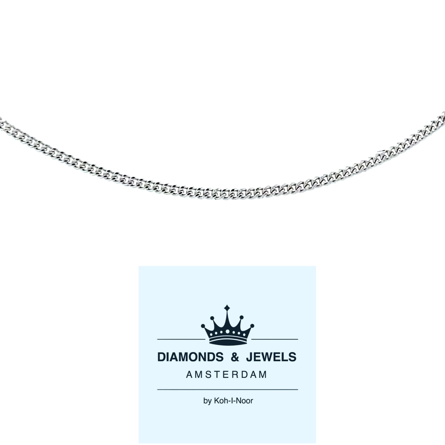wit gouden gourmet schakel ketting van 1.2 gram met een lengte van 42 cm en een dikte van 0.8 mm Model C 2002
