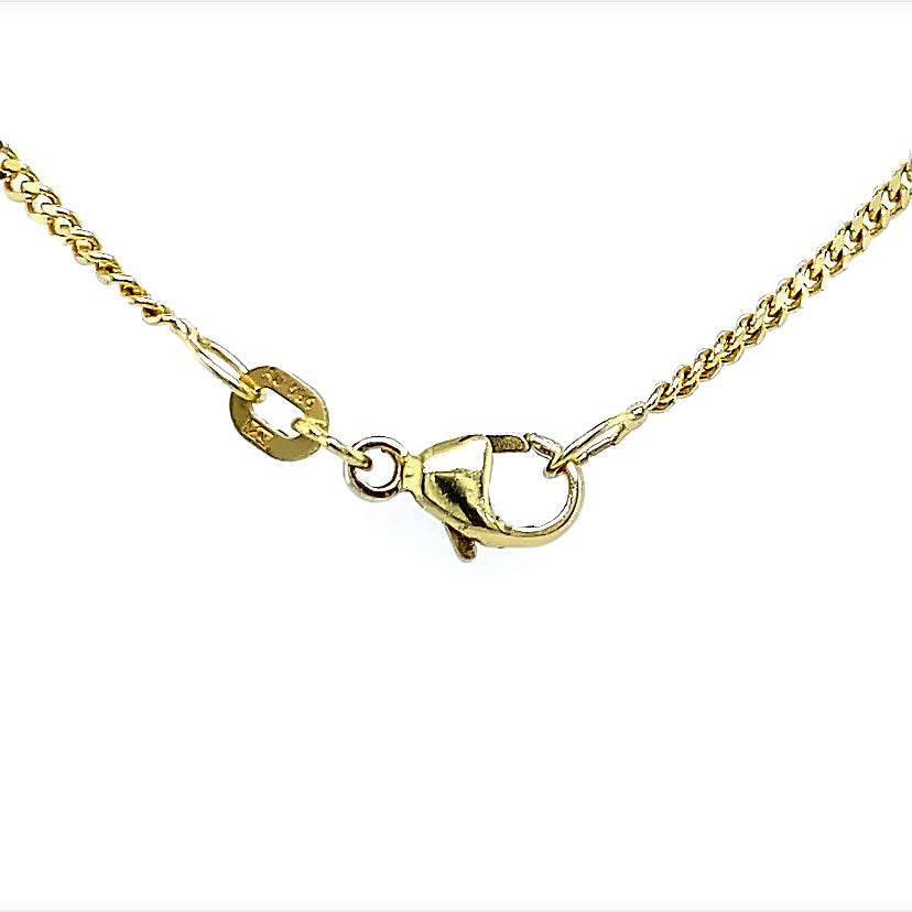 
                      
                        14 karaat geel gouden schakelketting van 4.2 gram en 1.6 mm dikte. Schakel: Gourmet geslepen Lengte: 50 cm Model: C 2273:
                      
                    