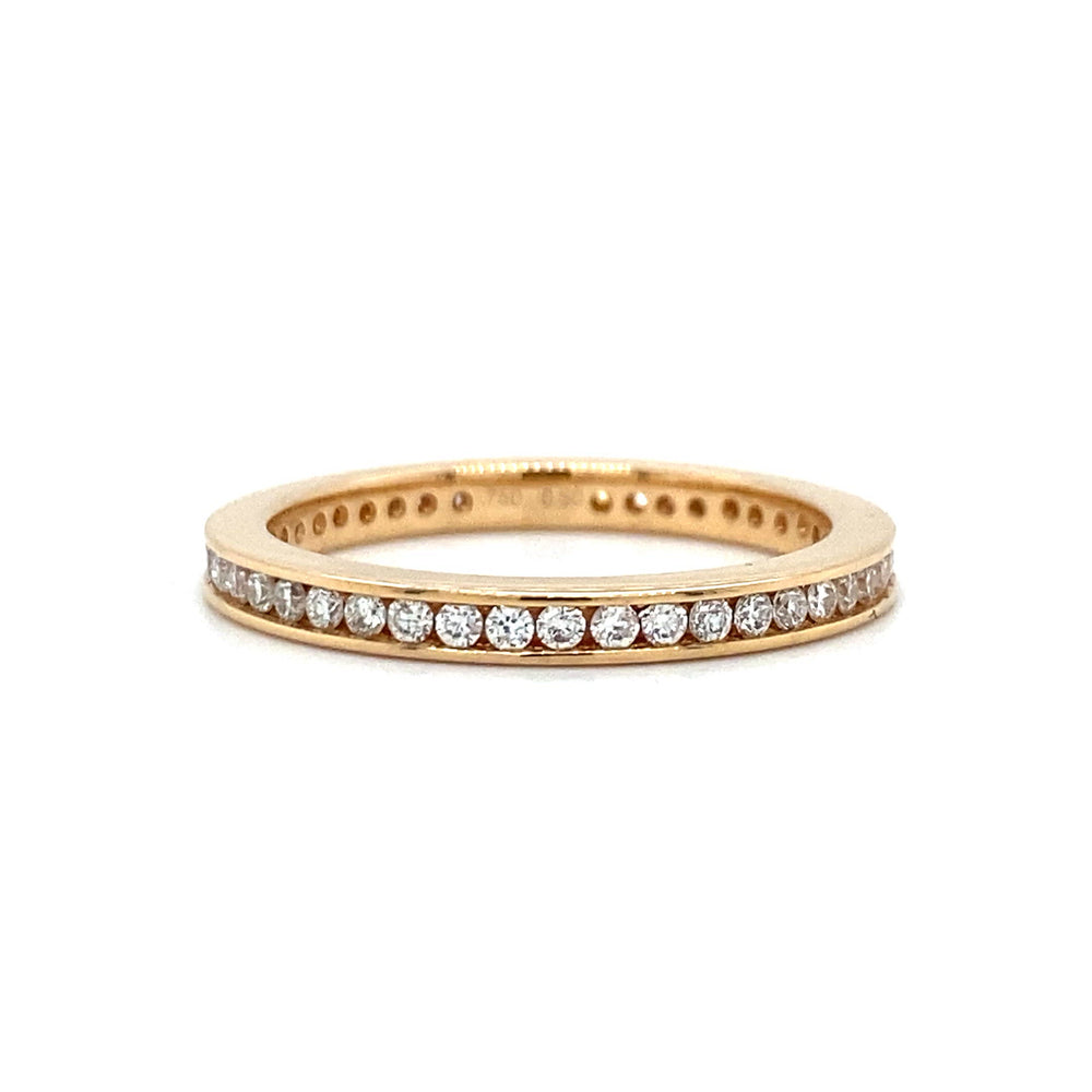 
                      
                        Laad en speel video in Galerijweergave, 18 karaat rosé gouden alliance rijring van 3 gram en 2.3 mm breed. Bezet met 45 briljant geslepen diamanten met een totaalgewicht van 0.50 crt kleur Top Wesselton kwaliteit SI Model R 7236
                      
                    