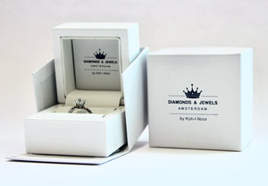 Wit gouden vierkante prinses solitair pavé ring Princess R 8831