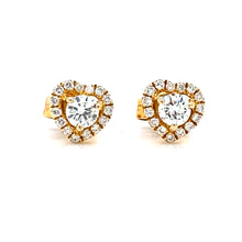 Load image into Gallery viewer, Yellow gold halo heart earrings Sissi O 3756
