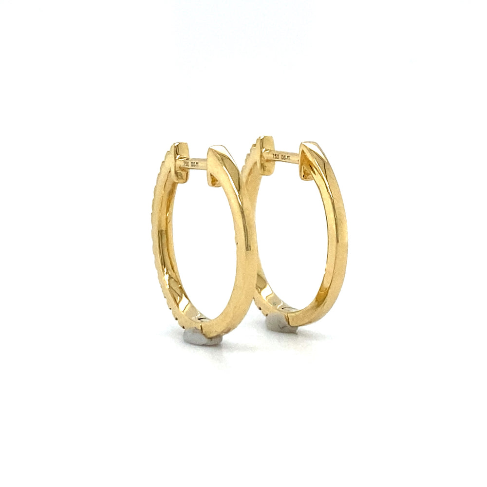 
                      
                        18 krt geel gouden creool oorbellen van 1.8 gram. Bezet met 8 diamantjes kleur top wesselton kwaliteit vs Ø 15mm Model O 3959
                      
                    