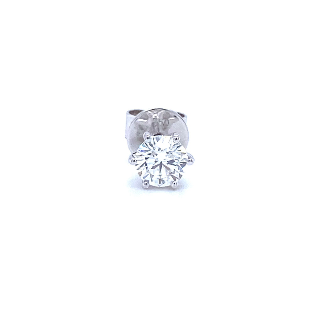 18 karaat wit gouden enkele mannen solitaire oorknop van 0.77 gram. Bezet met 1 briljant geslepen diamant met GIA Certificaat van 0.41 crt Kleur: G Kwaliteit: SI1 Zetting: Ø 6mm Model: O 4074-1