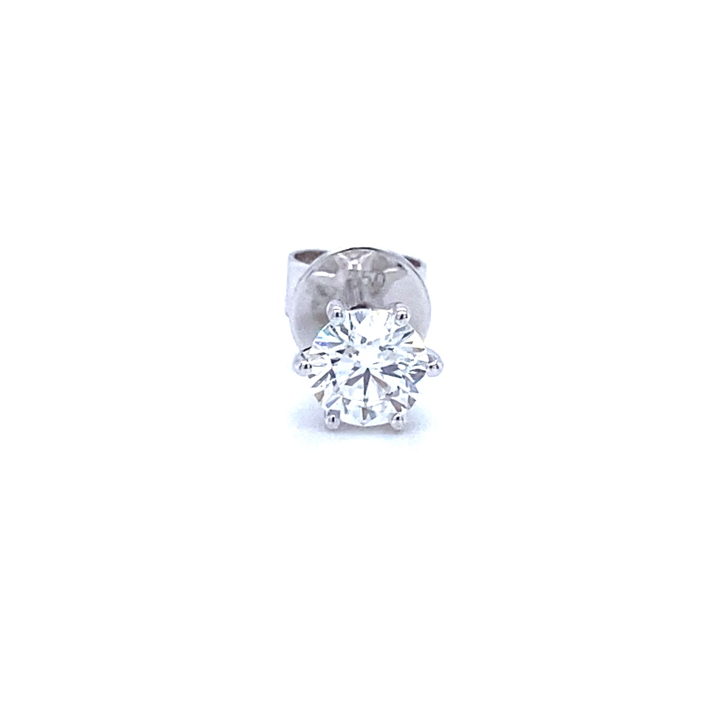 18 karaat wit gouden enkele mannen solitaire oorknop van 0.77 gram. Bezet met 1 briljant geslepen diamant met GIA Certificaat van 0.41 crt Kleur: G Kwaliteit: SI1 Zetting: Ø 6mm Model: O 4074-1