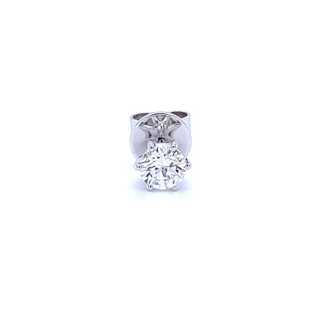 18 karaat witgouden solitaire mannen oorknop van 0.75 gram. Bezet met 1 briljant geslepen diamant van 0.30 crt met een GIA certificaat. Kleur: G Kwaliteit: SI1 Zetting: Ø 5 mm Model: O 4075-1