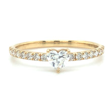 Load image into Gallery viewer, Yellow Gold Solitaire Pavé Rail Ring Heart Cut Diamond R10026

