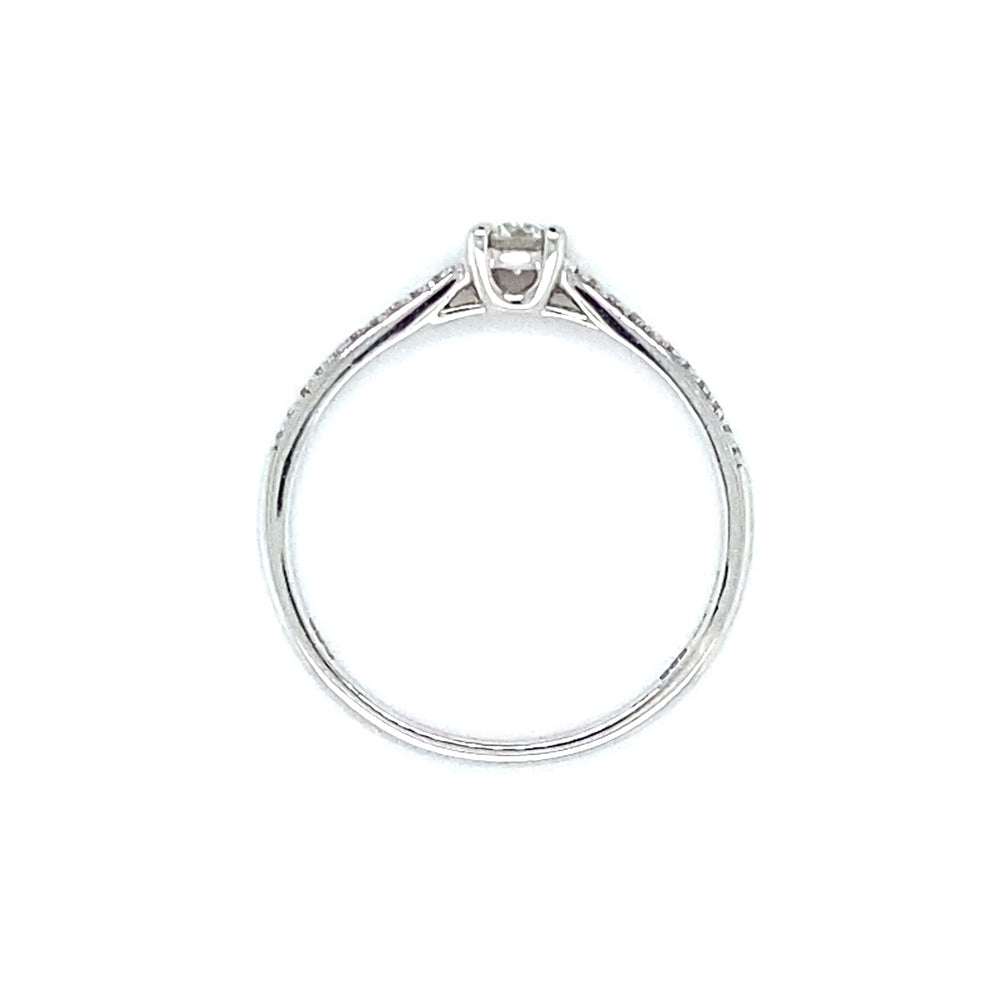 
                      
                        witgouden pavé solitair ring van 1.2 gram. Bezet met 1 briljant geslepen diamant van 0.14 crt en 20 briljant geslepen diamanten met een totaalgewicht van 0.07 crt kleur top wesselton kwaliteit si1 zetting: 5x3mm model R 7437
                      
                    