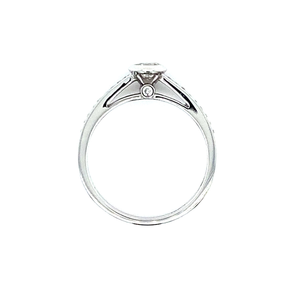 
                      
                        18 karaat witgouden solitair pavé ring met 1 briljant geslepen diamant van 0.28 crt kleur top wesselton kwaliteit si en 20 briljant geslepen diamanten met een totaalgewicht van 0.13 crt kleur G kwaliteit VS model r7679 €1495
                      
                    
