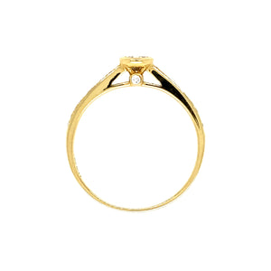 Yellow gold solitaire pavé rail ring Leeser Chique R 8582