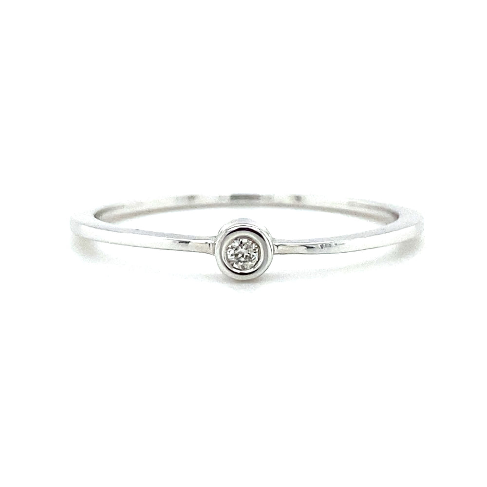 witgouden solitair ring bezet met 1 briljant geslepen diamant van 0.03crt kleur top wesselton kwaliteit si maat 16.5/52 model r8859 €169