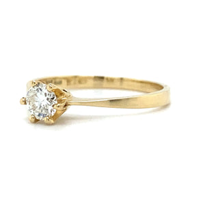 14 krt geelgouden diamanten solitair verlovingsring bezet met 0.30crt kleur top wesselton kwaliteit si maat 16.5/52 model r9111 €1375