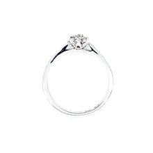 Cargar imagen en el visor de la galería, Witgouden bloem rozet ring bezet met 7 briljant geslepen diamanten met een totaalgewicht van 0.22 crt kleur top wesselton kwaliteit vs zetting: 6.5 x 6 mm Model R 9356
