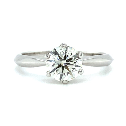 Witgouden solitair verlovingsring met 1 briljant geslepen diamant van 1.01crt kleur I kwaliteit Loupe Clean model r9406 2.6gr €8299