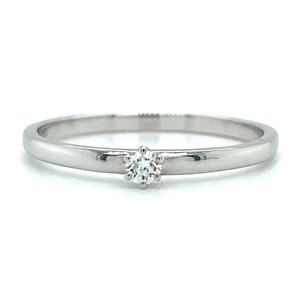 18 karaat witgouden solitair ring met 1 briljant geslepen diamant van 0.05 crt kleur top wesselton kwaliteit si model r9468 €400  Alt-tekst bewerken