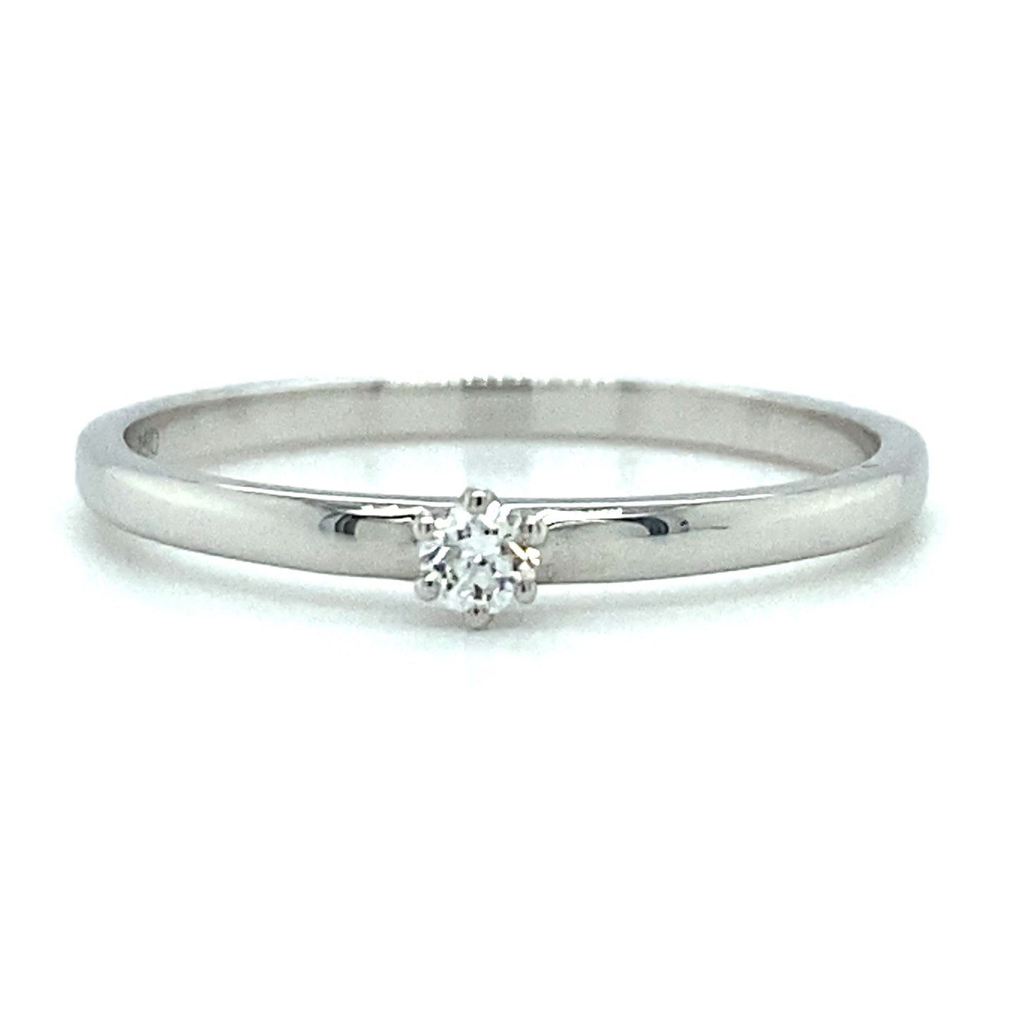 18 karaat witgouden solitair ring met 1 briljant geslepen diamant van 0.05 crt kleur top wesselton kwaliteit si model r9468 €400  Alt-tekst bewerken