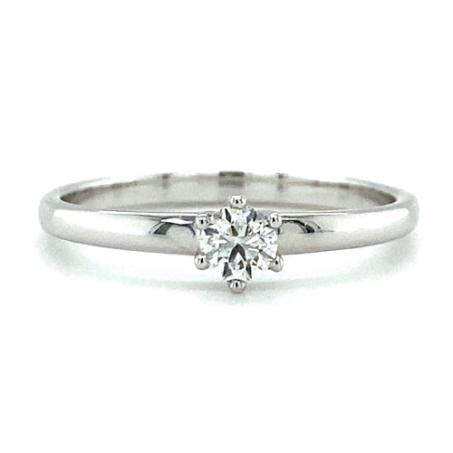 18 karaat wit gouden solitair ring bezet met 1 briljant geslepen diamant van 0.20 crt kleur top wesselton kwaliteit si model r 9471 €1070 