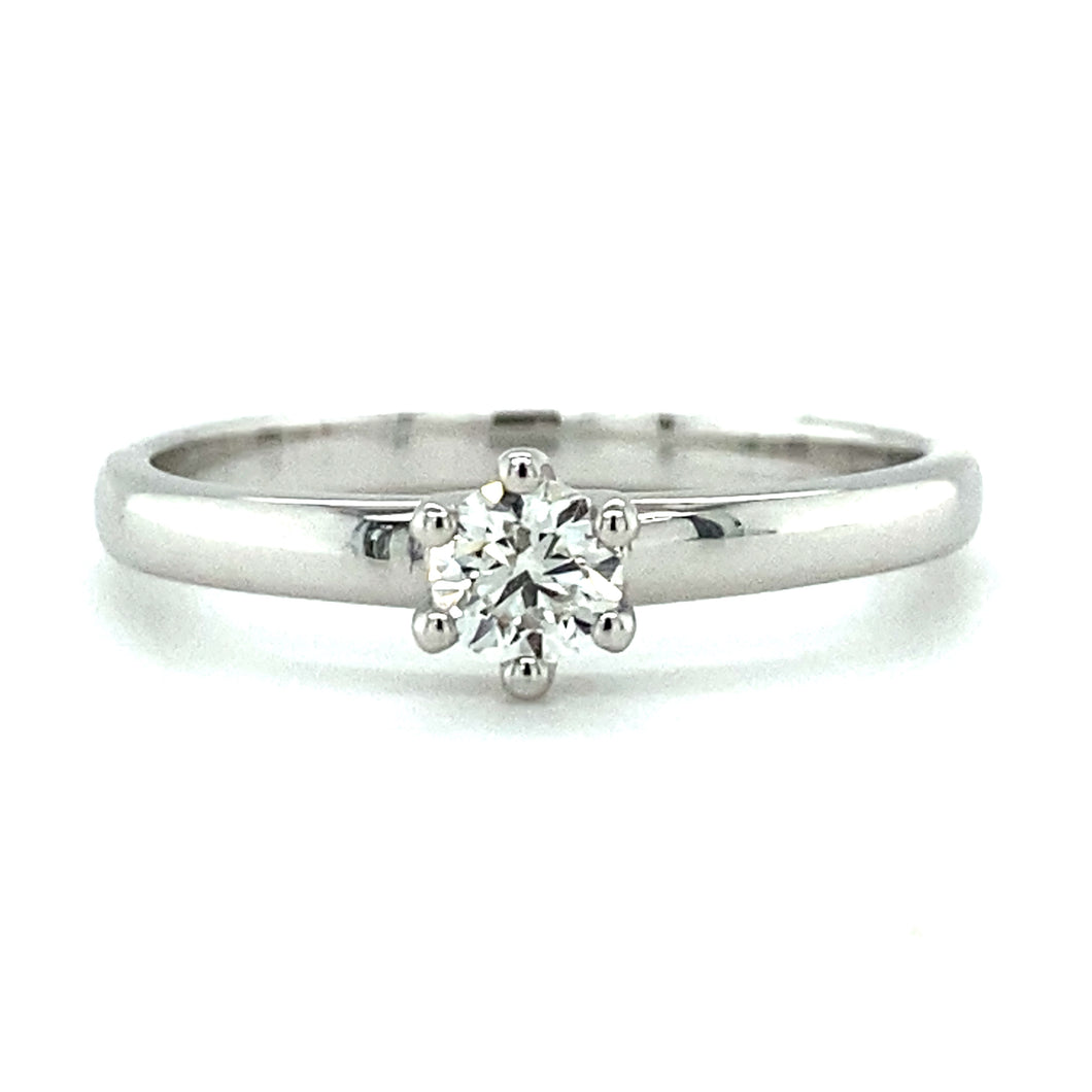 18 karaat witgouden solitair ring met 1 briljant geslepen diamant van 0.25 crt kleur top wesselton kwaliteit si model r9472 €1430