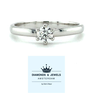 18 karaat witgouden solitair ring met 1 briljant geslepen diamant van 0.25 crt kleur top wesselton kwaliteit si model r9472 €1430 